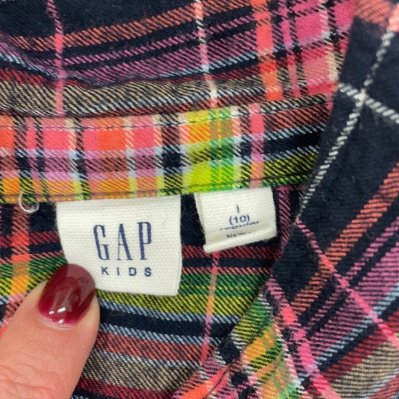 Gap Girls flannel button down size large 10 regular - Picture 2 of 3